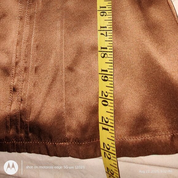 NANETTE LEPORE 100%SILK CAMISOLE WIDE LACE STRAPS EMPIRE WAIST TUCKS BRONZE SZ 6 - Picture 6 of 10